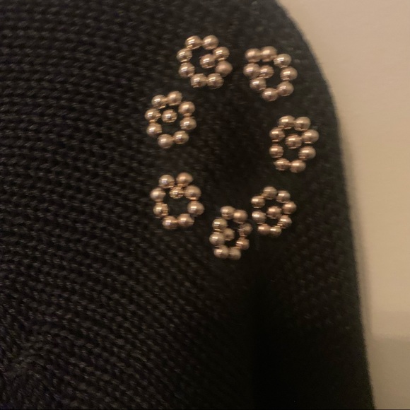 VINTAGE Beaded Art Deco Revival Gold Ornate Black Knit Vintage Glam Cardigan - Picture 11 of 14